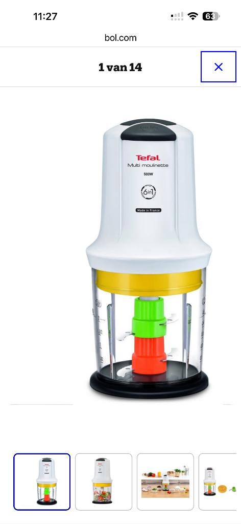 Tefal Multi Moulinette MQ7231 - Hakmolen - 500 ml, Ophalen of Verzenden, Zo goed als nieuw, Blender-accessoire