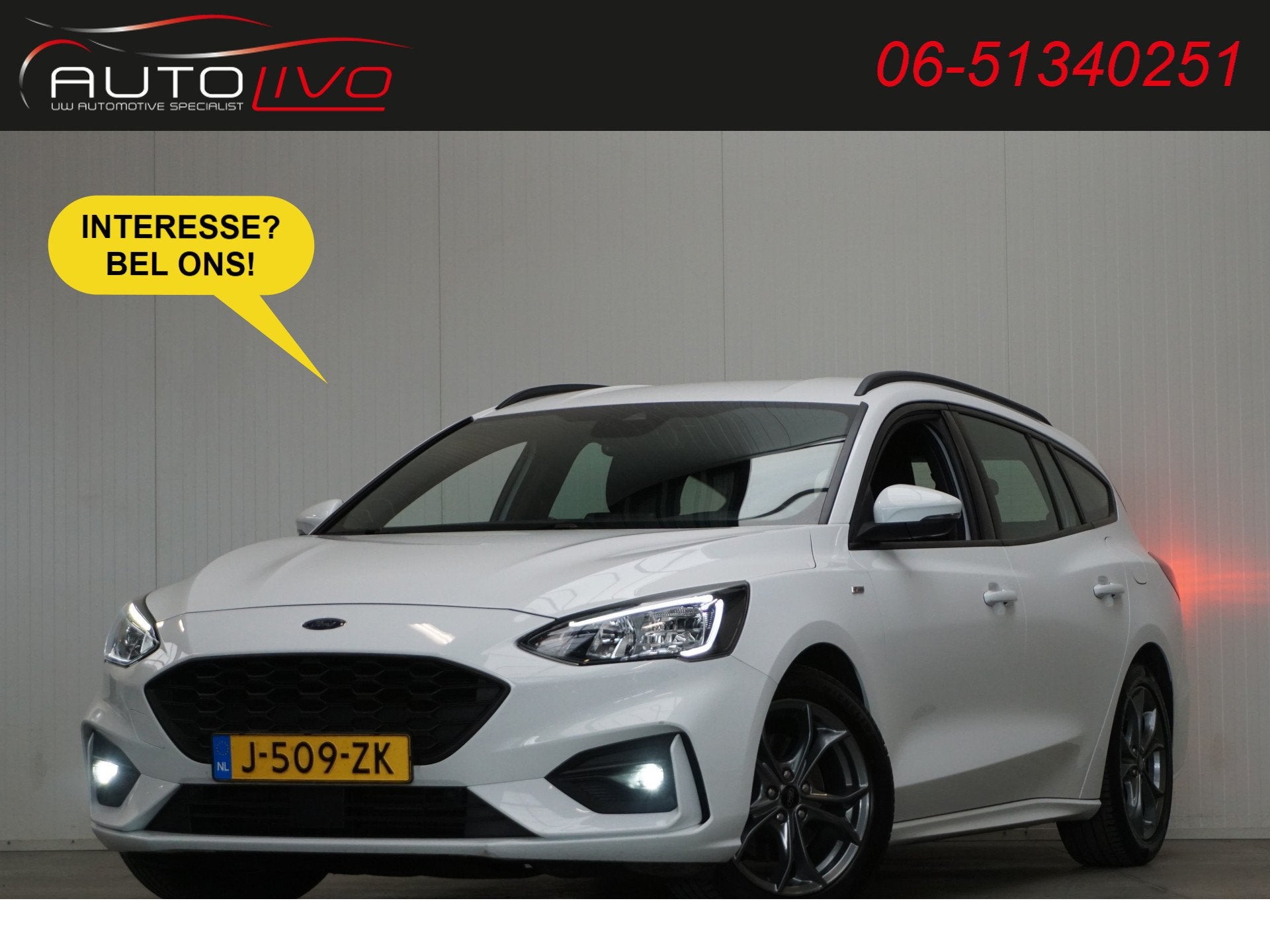Ford FOCUS Wagon 1.0 EcoBoost Hybrid ST Line Business NAVI A, Dealer onderhouden, Gebruikt, Automatische klimaatregeling, Wit