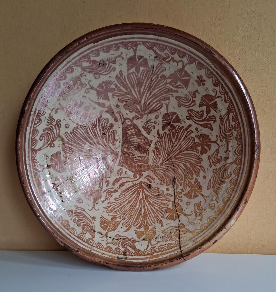 Antiek Spaans-Moorse Majolica schotel (Manises) 15/16de eeuw, Ophalen of Verzenden