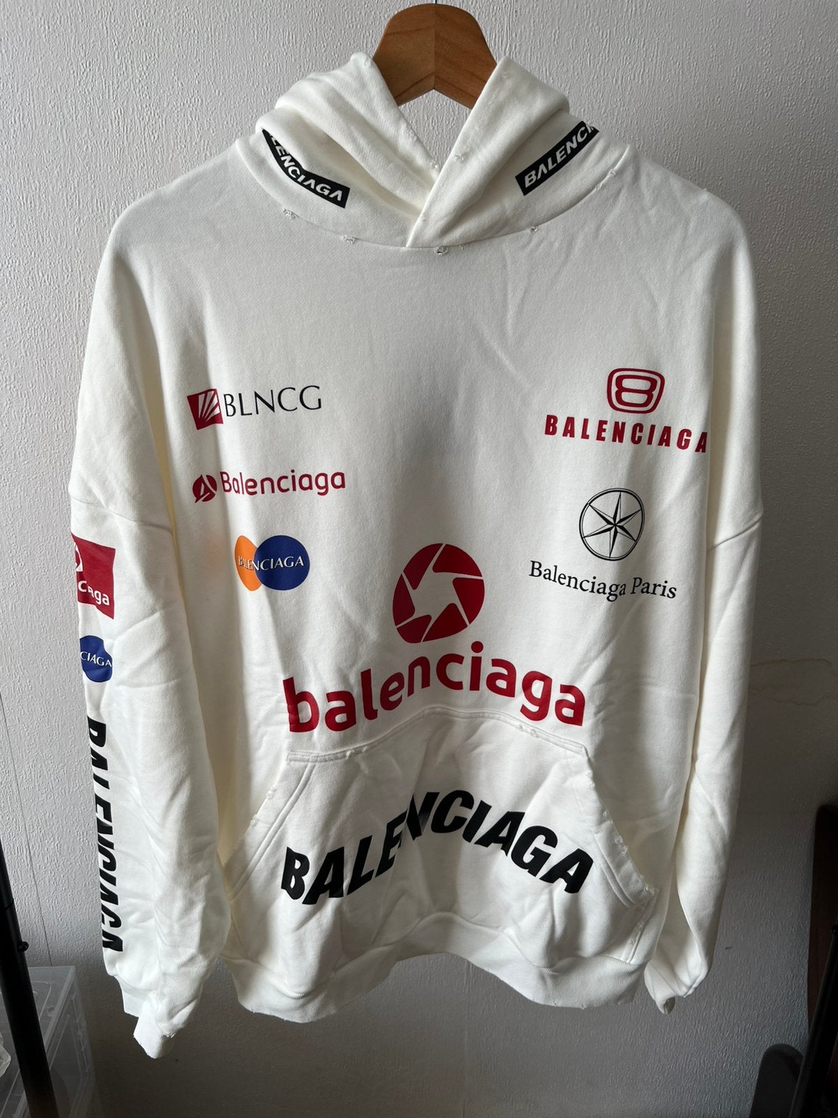 Balenciaga white top league hoodie, Ophalen of Verzenden, Zo goed als nieuw, Wit