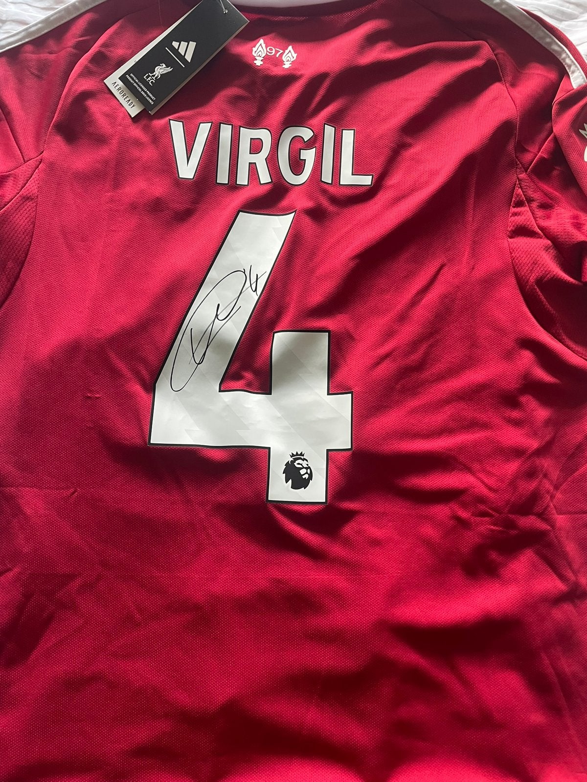 Virgil van dijk gesigneerd Liverpool voetbal shirt, Ophalen of Verzenden, Zo goed als nieuw, Buitenlandse clubs, Shirt