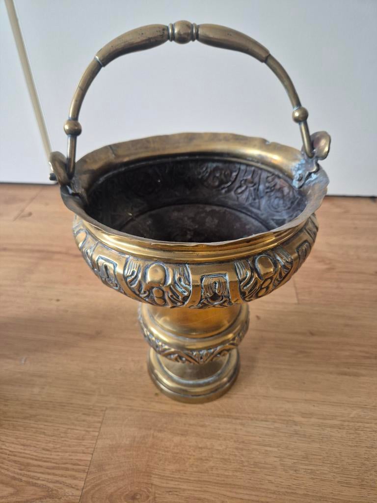 Antieke Koperen wijwateremmer met Handvat - Decoratief, Antiek en Kunst, Ophalen, Koper