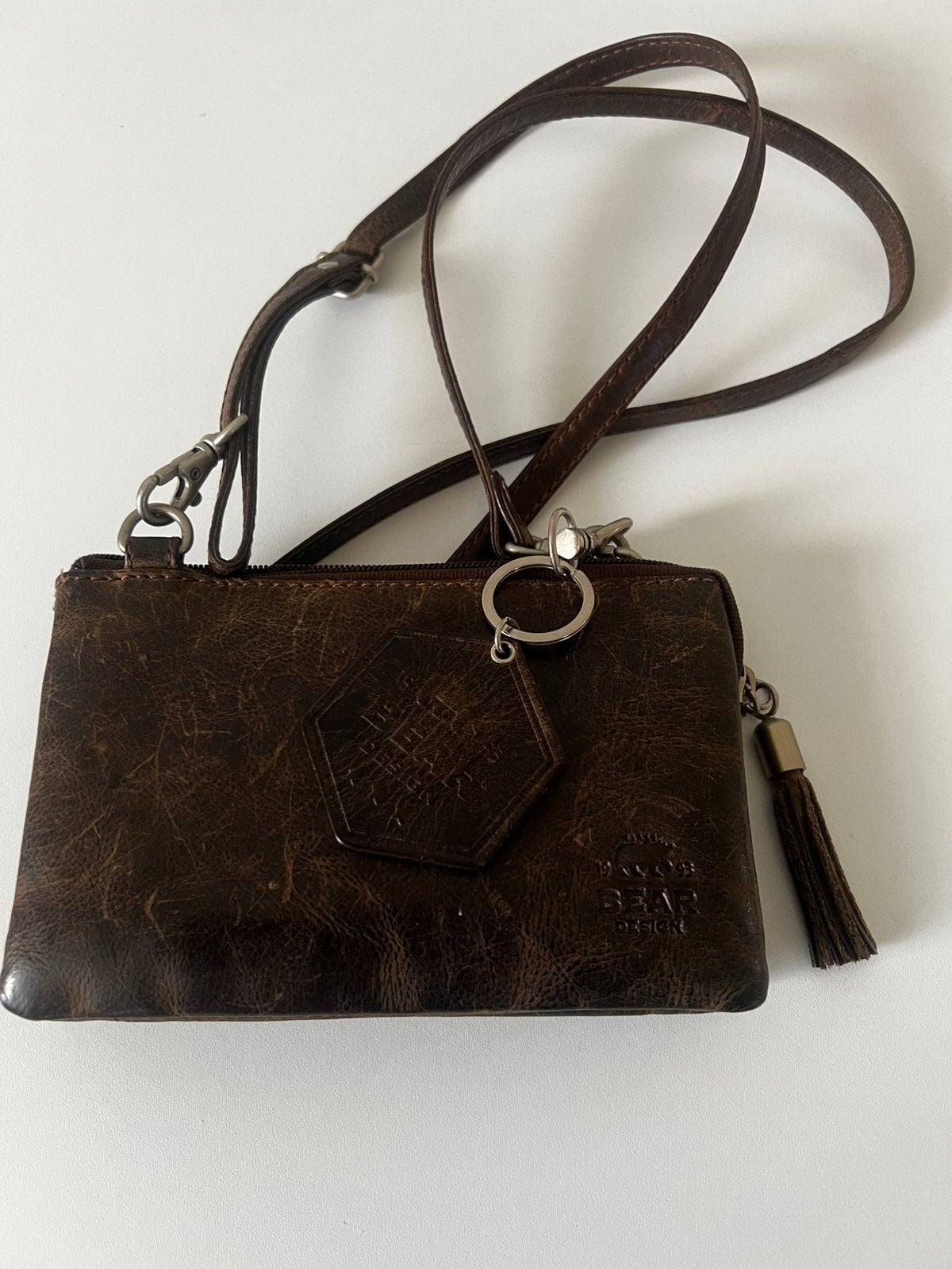 Bear Design leren schoudertasje - Bruin, Sieraden, Tassen en Uiterlijk, Tassen | Damestassen, Ophalen of Verzenden, Gebruikt, Bruin