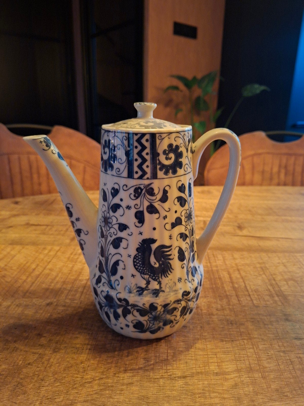 Antieke Delfts Blauwe Koffiepot met Haan Decoratie, Antiek en Kunst, Ophalen of Verzenden