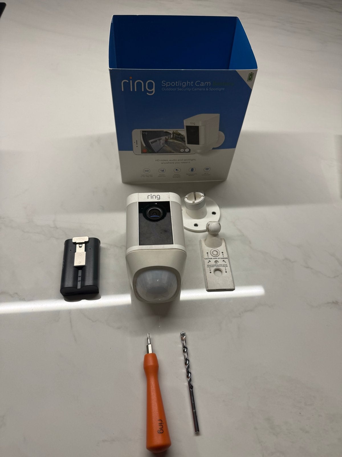 Ring Spotlight Cam Battery wit – met originele doos, Ophalen of Verzenden, Zo goed als nieuw