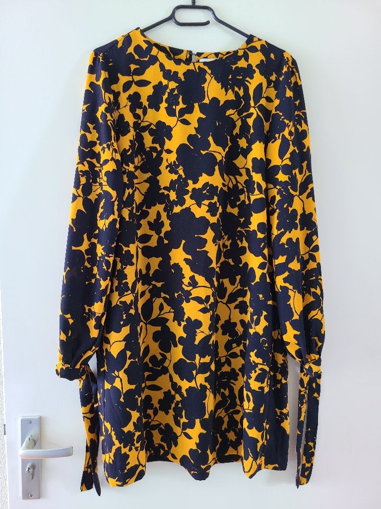Geel/zwarte jurk, H&M, maat 38, Maat 38/40 (M), H&M, Geel, Nieuw