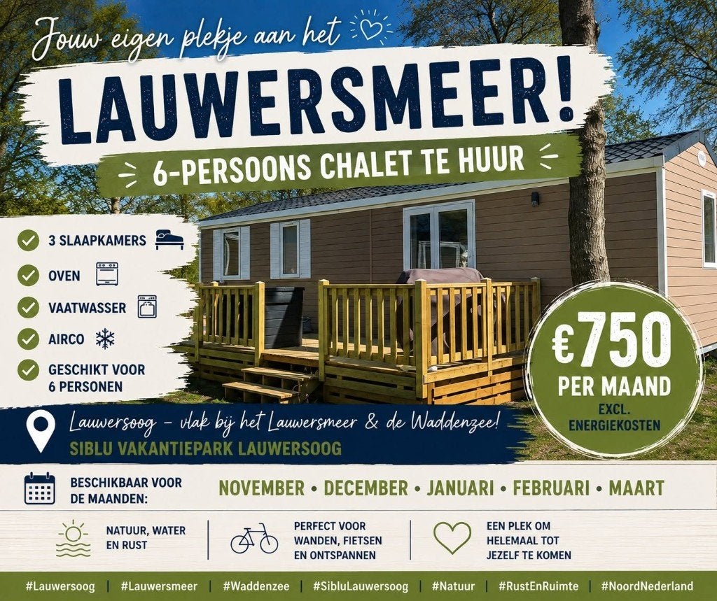 Tijdelijk onderkomen nodig? Chalet te huur, Overige soorten, Direct bij eigenaar, Groningen