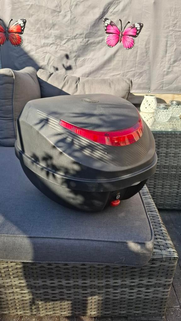 Zwarte scooter topkoffer met reflector, Ophalen of Verzenden, Gebruikt, Overige typen, Overige merken