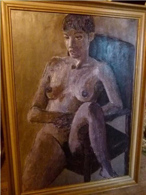 impressionisme zittend naakt schilderij canvas op plaat, Ophalen