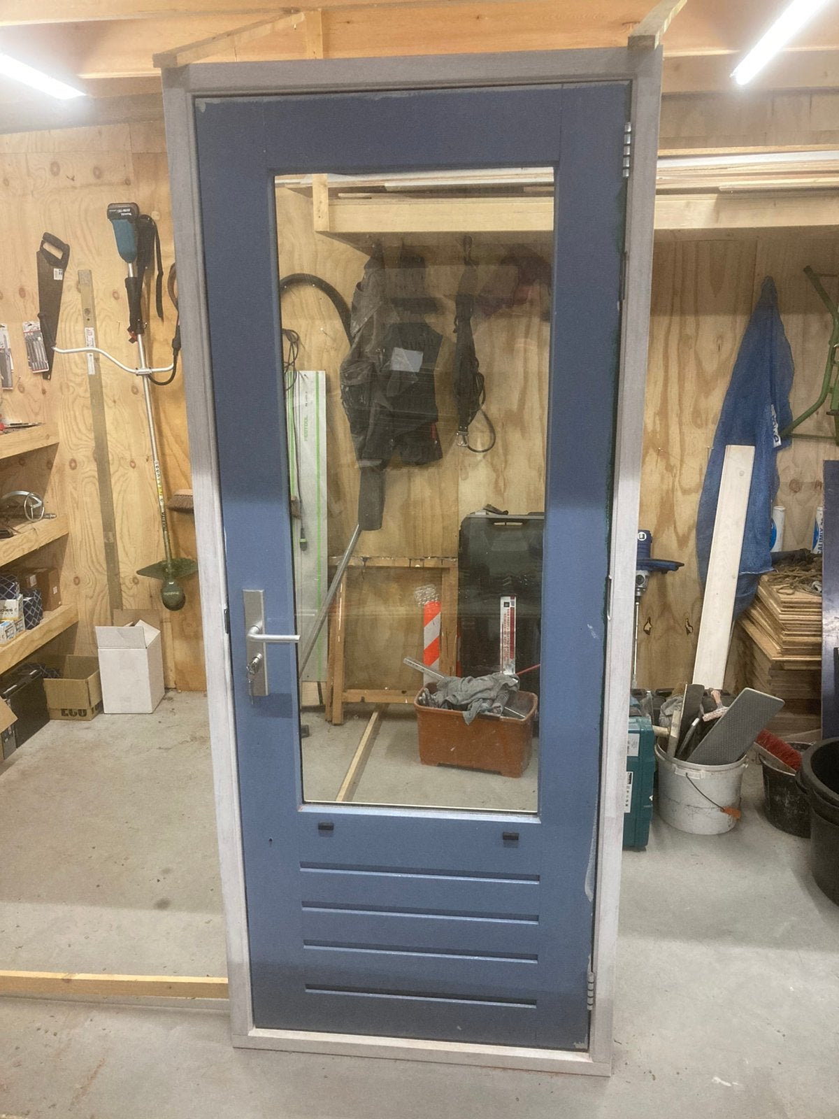 Hardhouten kozijn met buitendeur 935*2220, Ophalen, 1 tot 2 meter, Minder dan 3 meter, Zo goed als nieuw