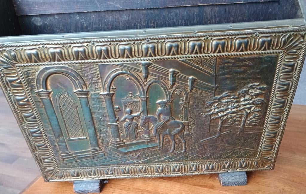 Oude messing tijdschriftenhouder, Antiek en Kunst, Ophalen