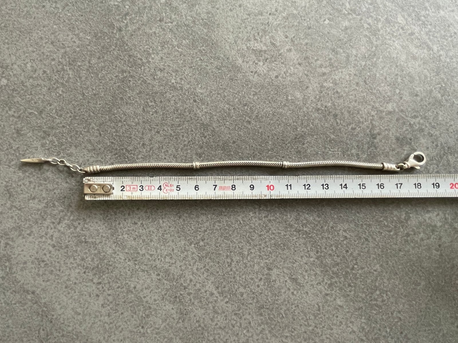 Baco zilveren armband met bedel, 18 cm, Ophalen of Verzenden, Gebruikt, Zilver, Met bedels of kralen