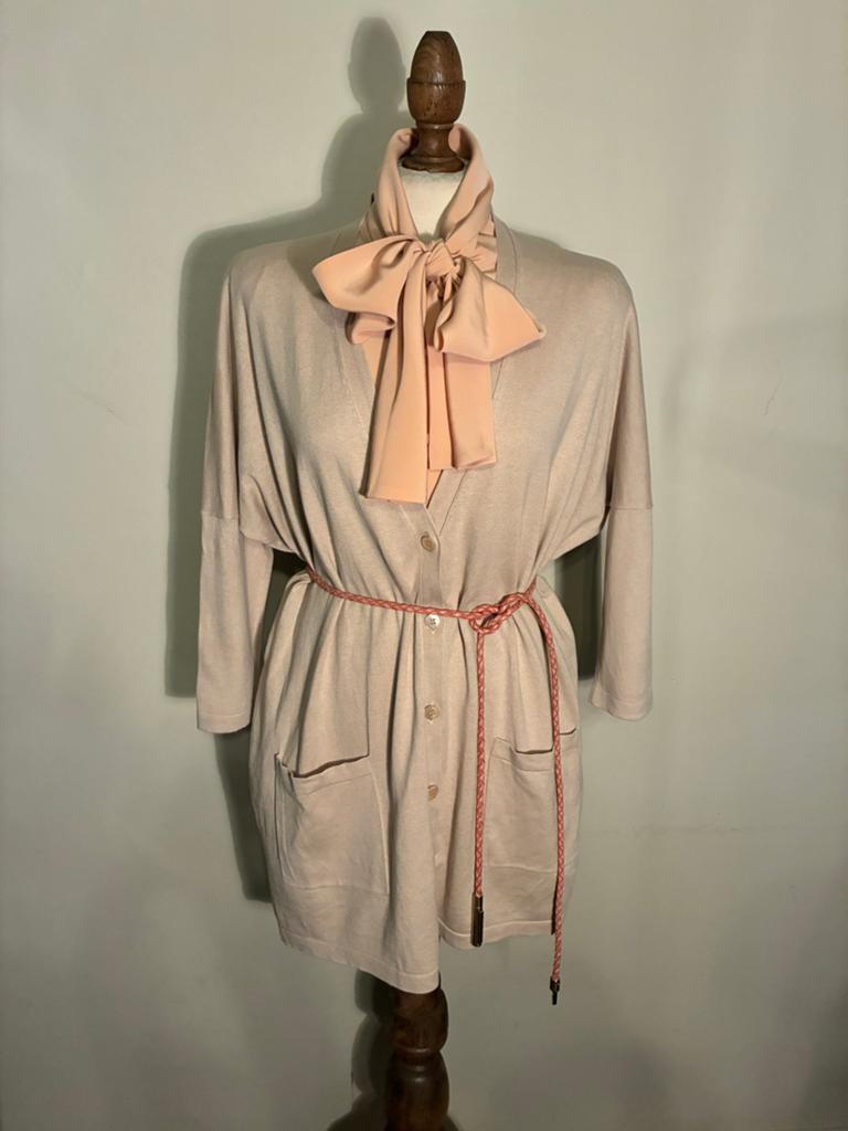 MAXMARA VEST SUMMER BEIGE SILK/COTTON, Kleding | Dames, Verzenden, Zo goed als nieuw, Maat 38/40 (M), Beige