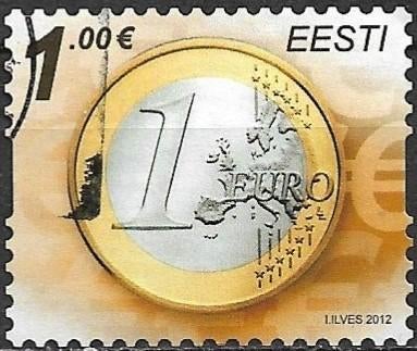 Estland 2012 mi.738 MUNTSTUK 1 EURO, Verzenden, Overige landen, Gestempeld