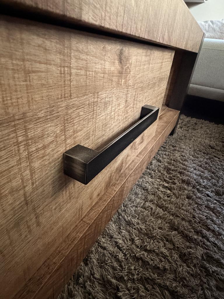 Salontafel mangohout/industrieel, Ophalen, 100 tot 150 cm, Industrieel, mangohout, Nieuw