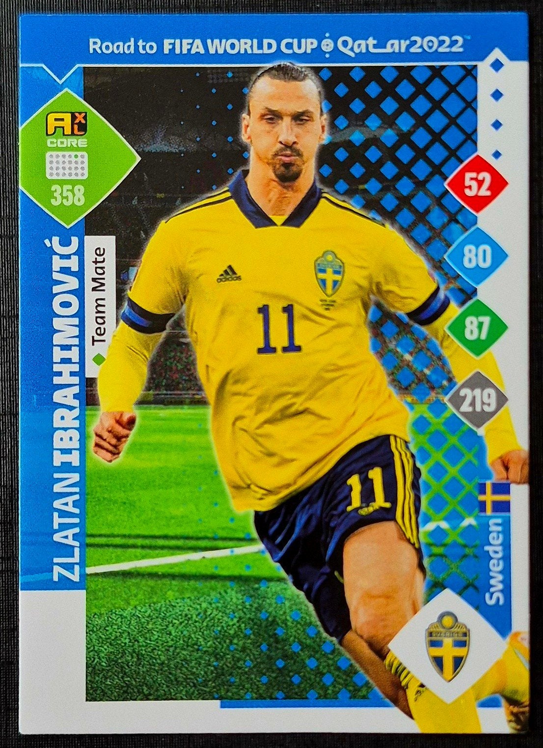 Panini Zlatan Ibrahimovic - Zweden, WK 2022, Ophalen of Verzenden, Zo goed als nieuw, Buitenlandse clubs, Poster, Plaatje of Sticker