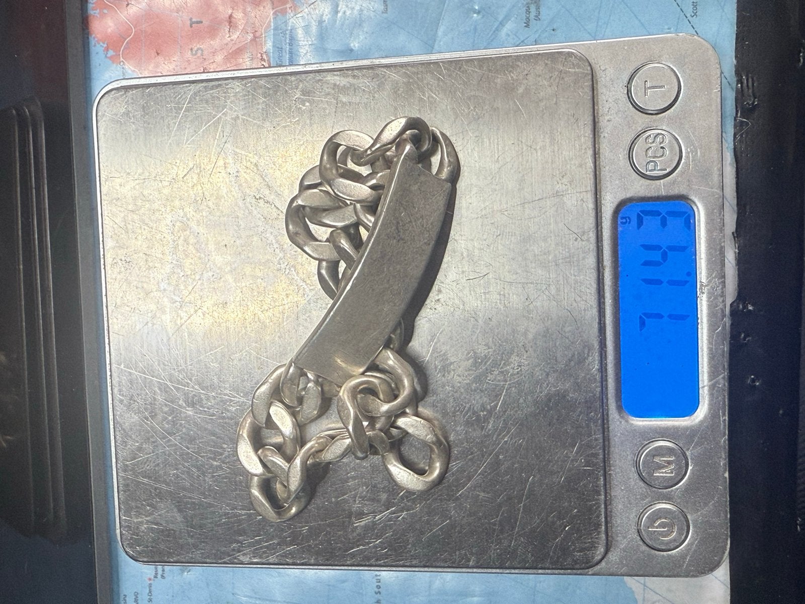 Massief Zilveren armband met naamplaatje 'MICHEL', Ophalen of Verzenden, Gebruikt, Zilver