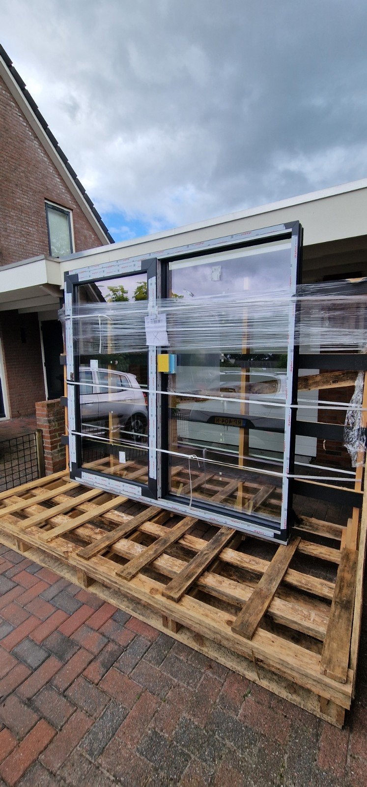 nieuwe schuifpui antraciet 223.5 B x 211 H, Doe-het-zelf en Verbouw, Kozijnen en Schuifpuien, Ophalen, Kunststof, 225 cm of meer