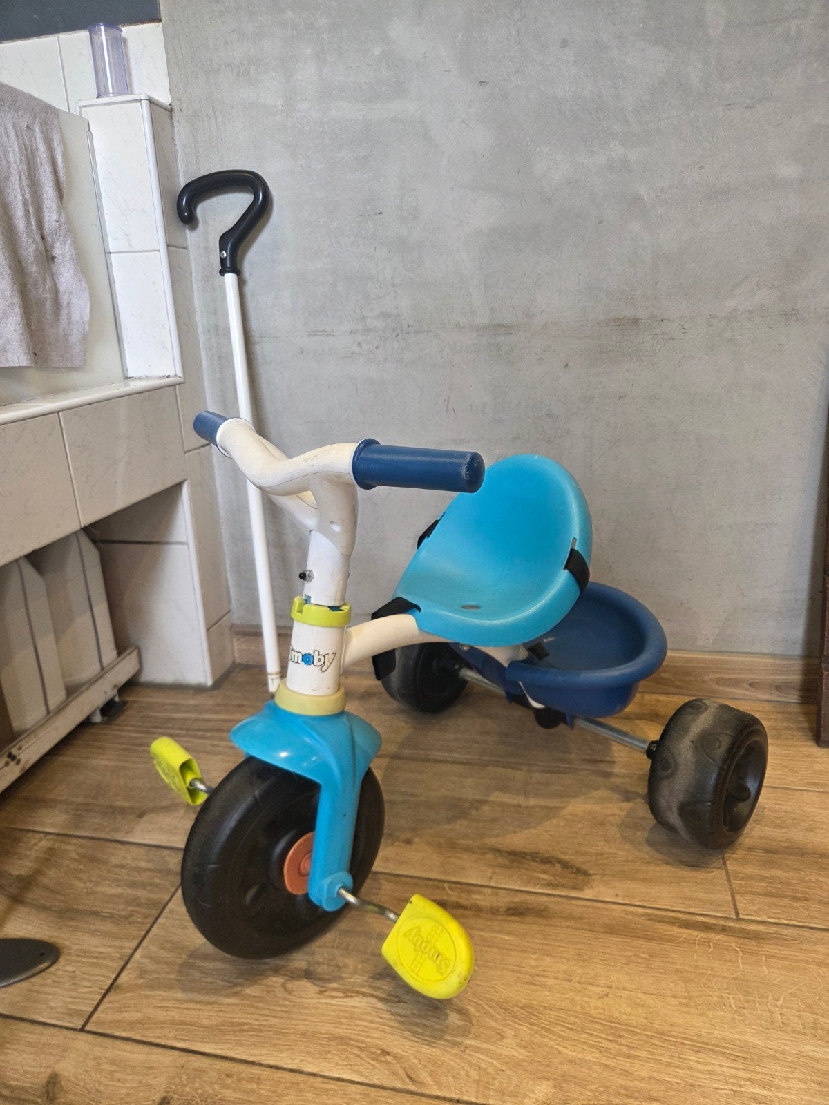 Smoby Moby driewieler met duwstang, Ophalen, Terugtraprem, Gebruikt, Smoby