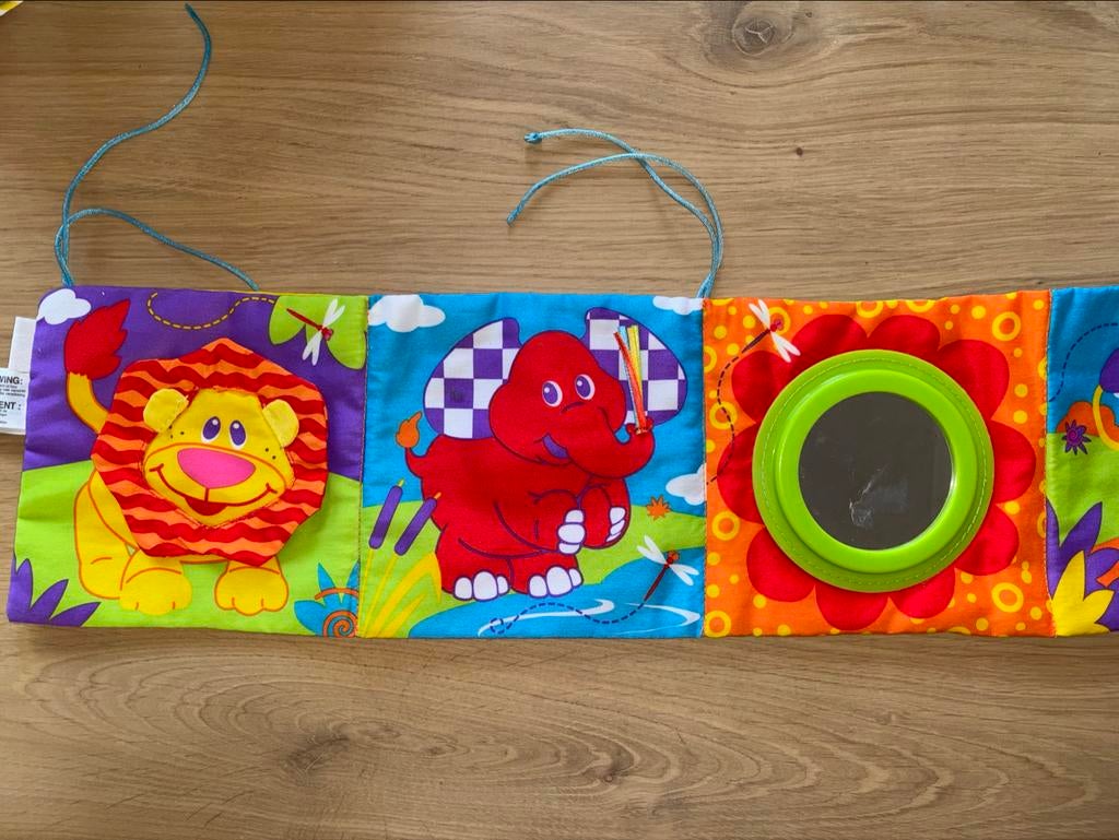 Lamaze boxrand / stoffen boekje met knisper, piep en spiegel, Kinderen en Baby's, Ophalen of Verzenden, Zo goed als nieuw, Overige typen