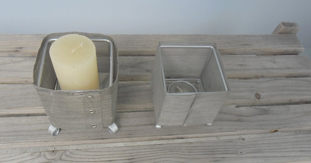 retro waxinelicht / kandelaar metaal, IKEA, theelicht glas, 9 cm, IKEA, Ophalen of Verzenden, Zo goed als nieuw