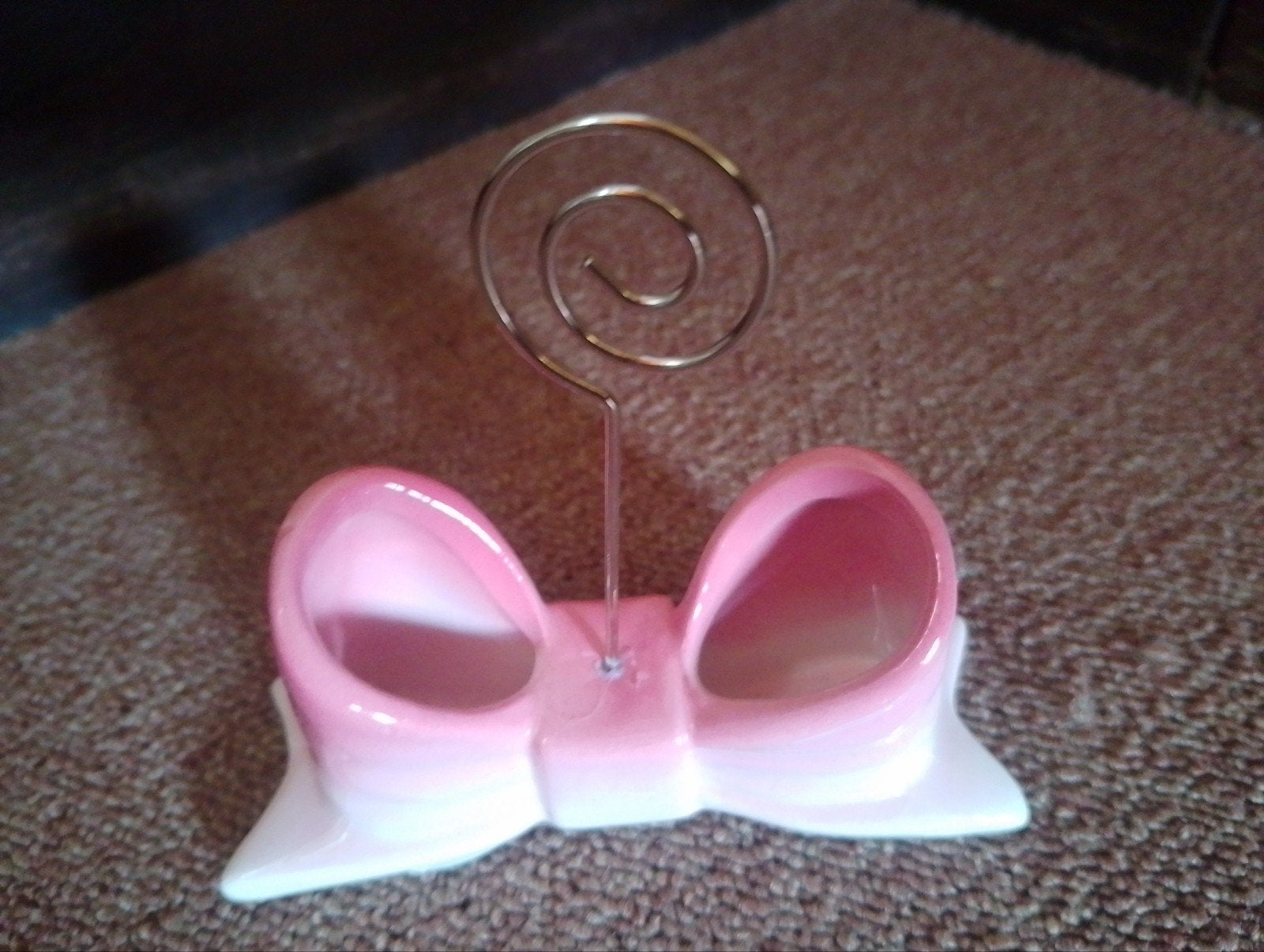 Roze strik memohouder - 10 cm hoog, Ophalen of Verzenden, Gebruikt, Roze