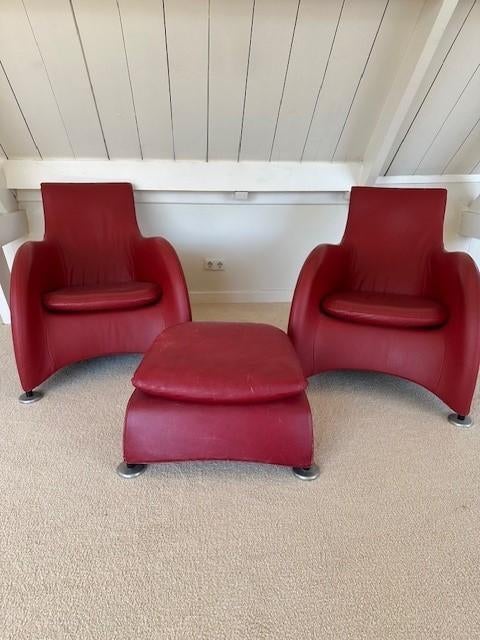 Montis Loge Fauteuils, Ophalen, Eigenzinnig modernisme, 100 tot 125 cm, Leer