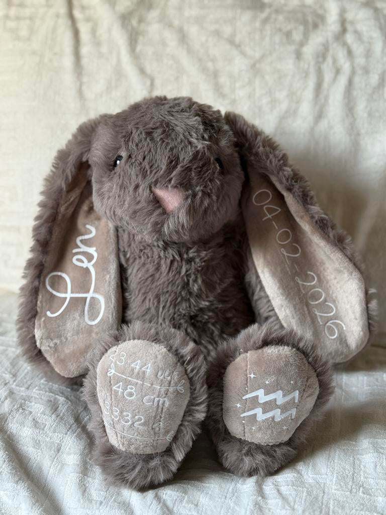 Gepersonaliseerde Knuffel Konijn, Ophalen of Verzenden, Nieuw, Konijn