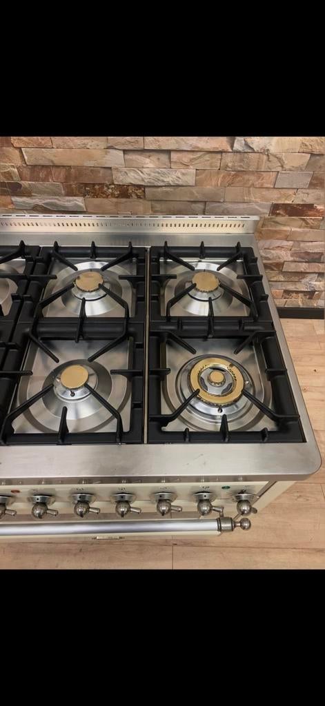 Luxe Boretti Majestic Fornuis 6 pits creme/chrome 90 cm, 60 cm of meer, Ophalen of Verzenden, Zo goed als nieuw, Energieklasse A of zuiniger
