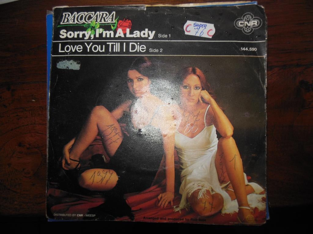single baccara sorry i'm a lady 45rpm jukebox vinyl record, Cd's en Dvd's, Gebruikt, 7 inch, Single, Ophalen of Verzenden