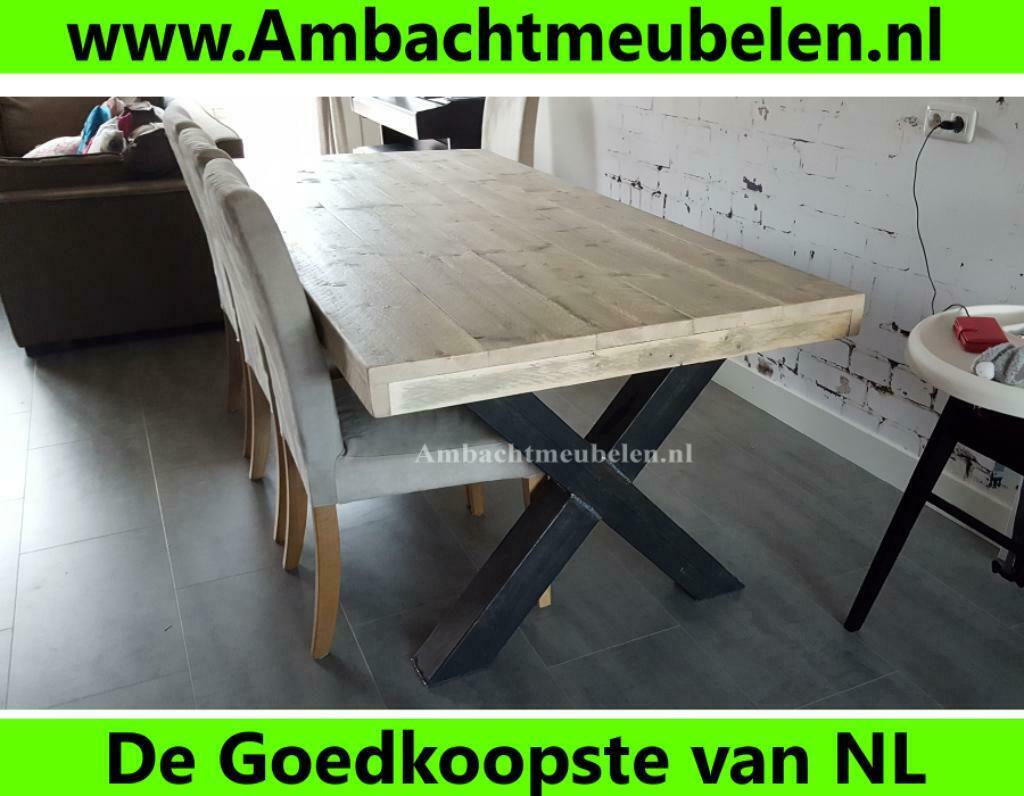 steigerhout eettafel Eettafel METALEN Poten SHOWROOM OPEN !!, Ophalen, Nieuw