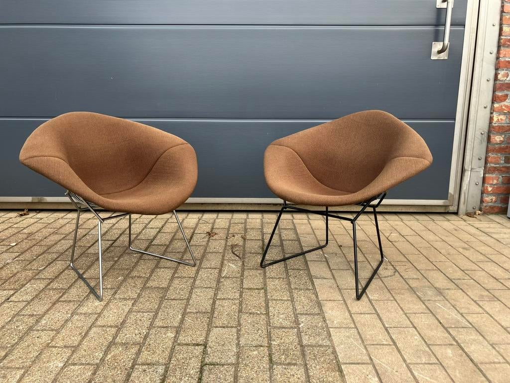 2x Originele Knoll Bertoia Diamond chairs, Ophalen of Verzenden, Gebruikt, Stof, Togo mah jong vitra cassina b&b italia sede artifort leolux edra
