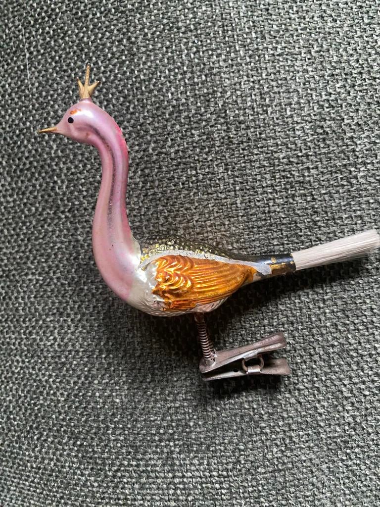 Antiek Kerstornament Vogel met Klem, Ophalen of Verzenden, Gebruikt