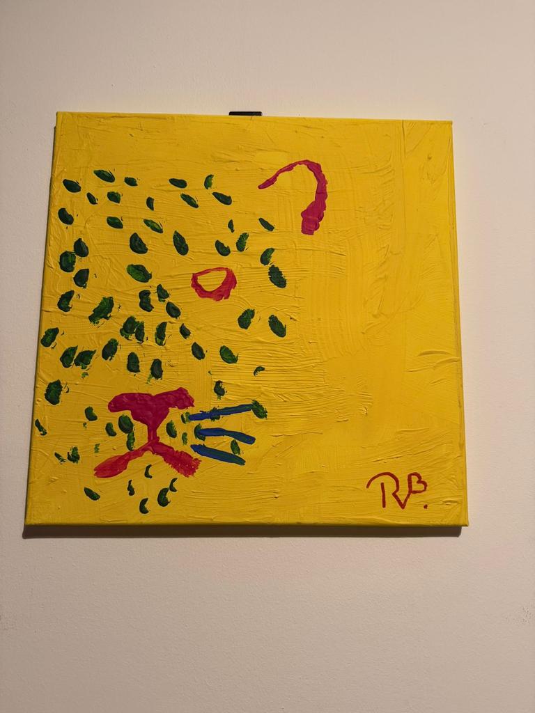 Panter schilderij kleurrijk 40x40, Antiek en Kunst, Ophalen of Verzenden