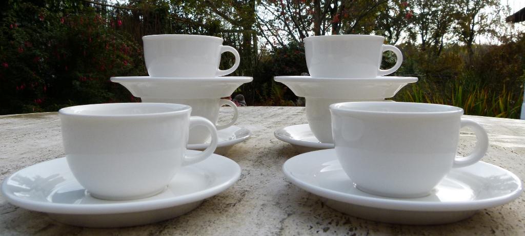 V & B Villeroy & Boch Corpo White 6 Koppen met Schotels, Nieuw, Ophalen of Verzenden, Wedgwood, Kop(pen) en/of Schotel(s)