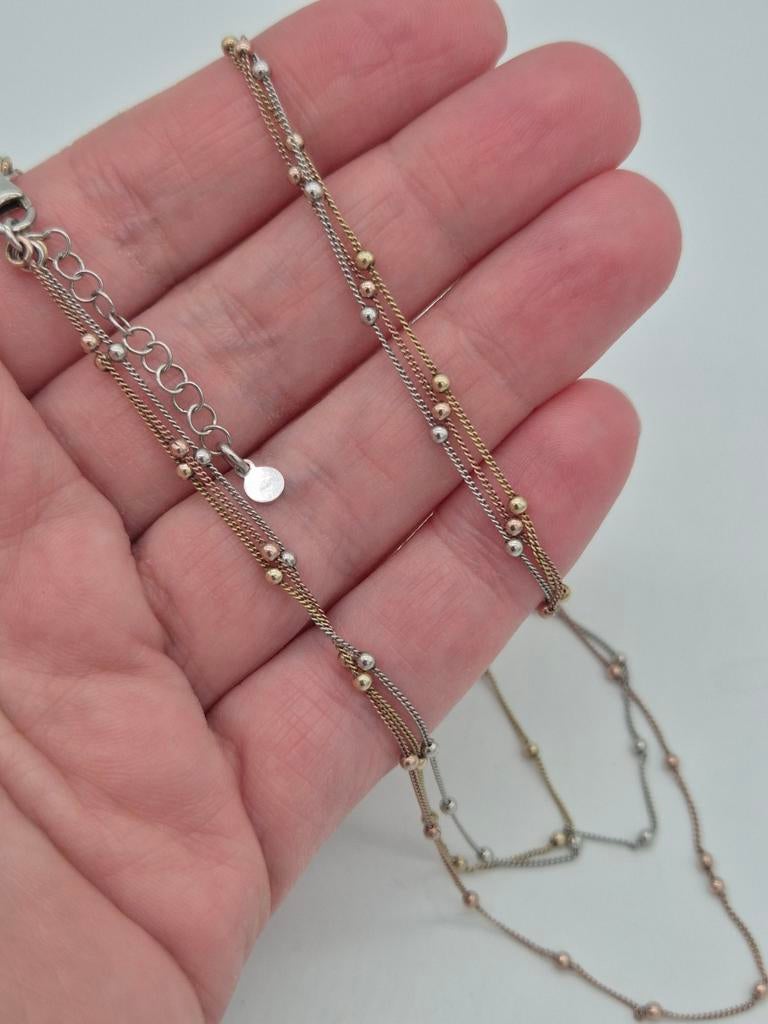 Zilveren Tricolor Ketting 925 45cm, Verzenden, Zo goed als nieuw, Zilver, Zilver