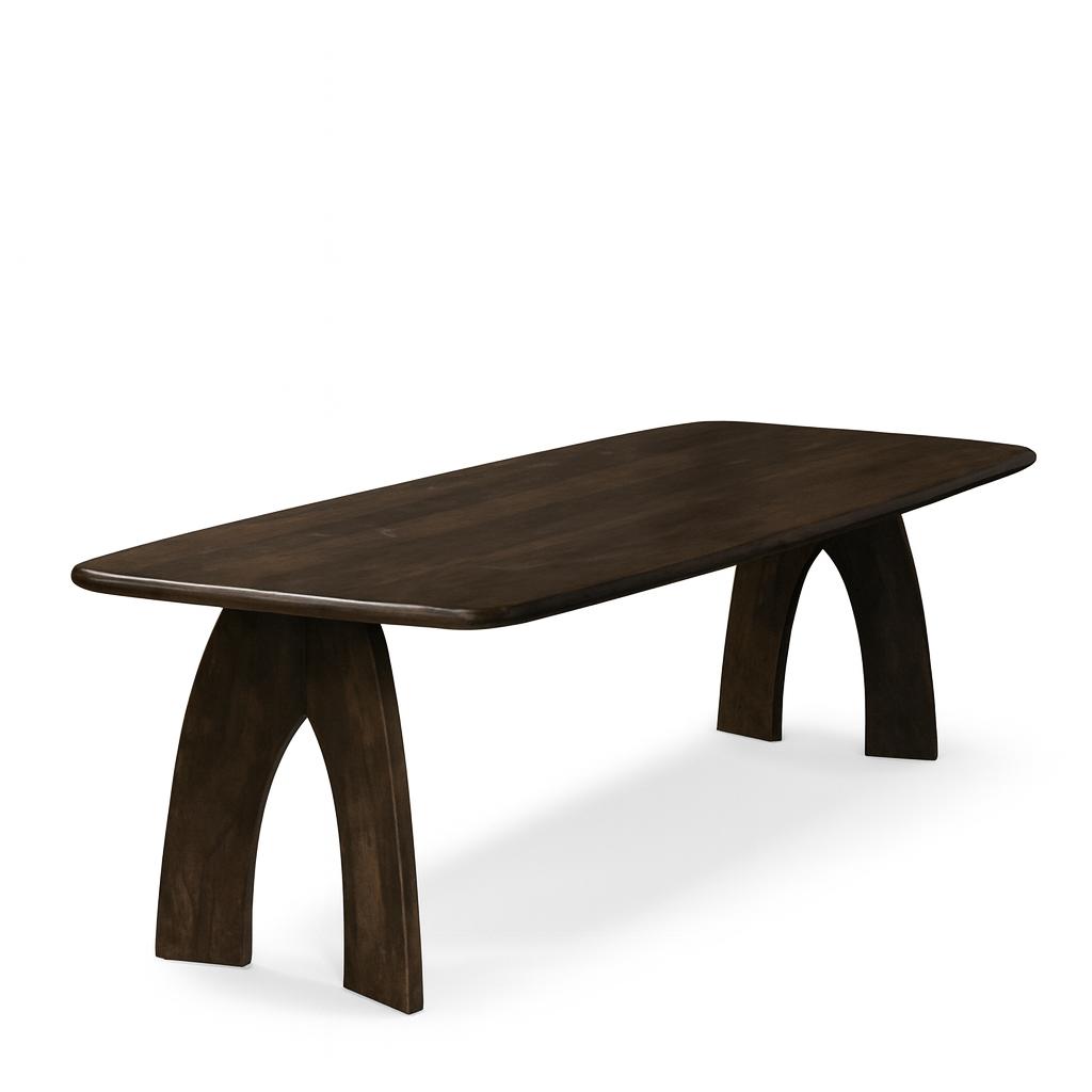 Tafel Japandi bruin met open v poot deens ovaal, Huis en Inrichting, Tafels | Eettafels, Ophalen, Japandi, 50 tot 100 cm, Vijf personen of meer