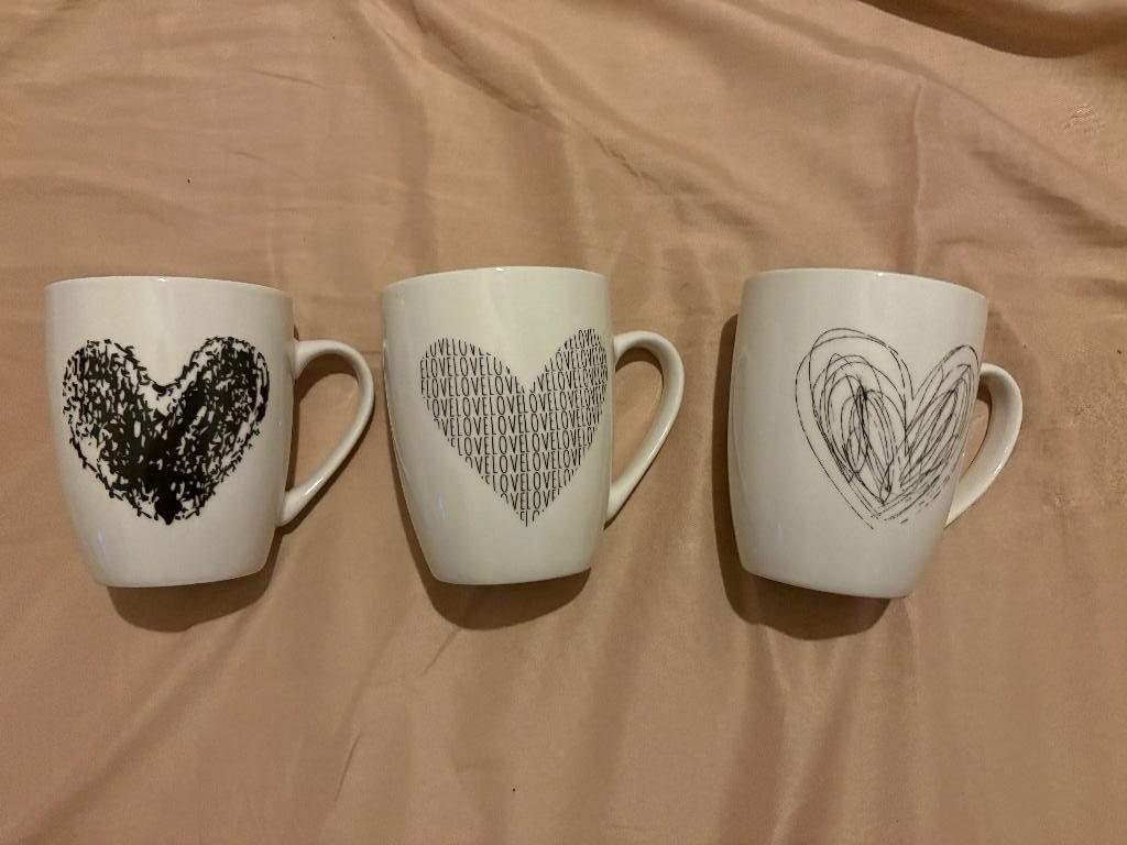 3 Boltze Home bekers met hart, Ophalen of Verzenden, Zo goed als nieuw, Overige stijlen, Kop(pen) en/of Schotel(s)