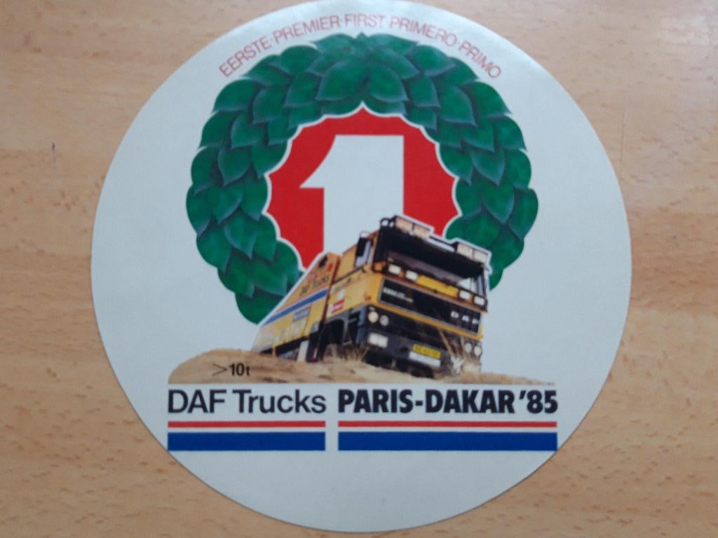 sticker DAF Paris - Dakar 1985 The Bull Nr 1, Verzamelen, Ophalen of Verzenden, Zo goed als nieuw, Auto's