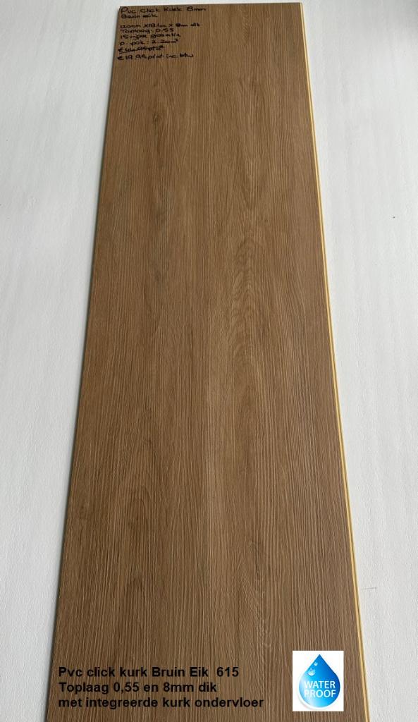 81,4m2 Pvc click Bruin 8mm integreerde kurk ondervloer=€1450, Bruin, 75 m² of meer, 8mm dik Pvc click kurk ondervloer bruin eiken kleur
