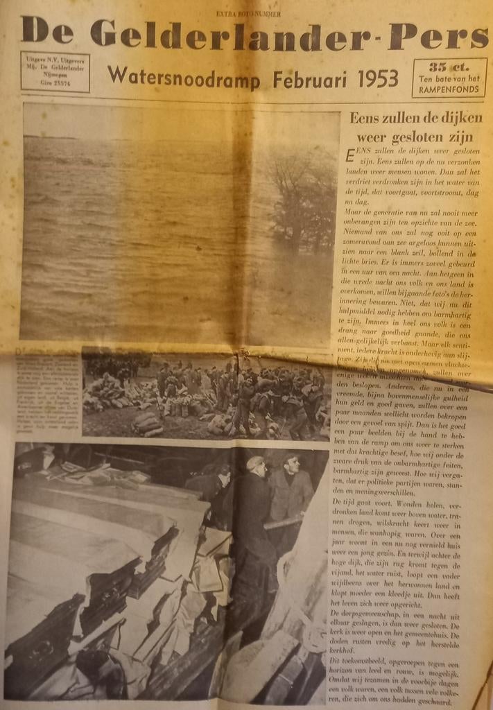 Watersnoodramp 1953 - De Gelderlander Pers, Ophalen of Verzenden, Gelezen, Krant