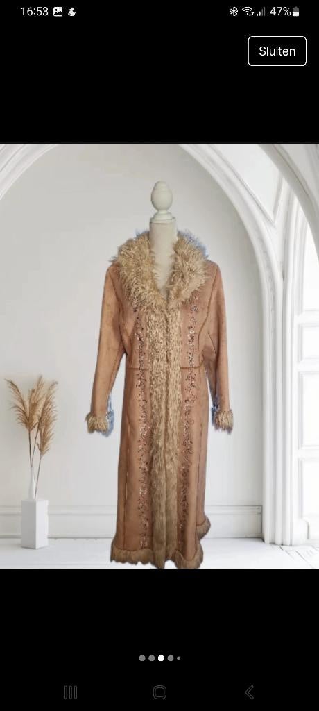 Mooie afgaanse lange jas, Ophalen of Verzenden, Zo goed als nieuw, Maat 38/40 (M), Beige