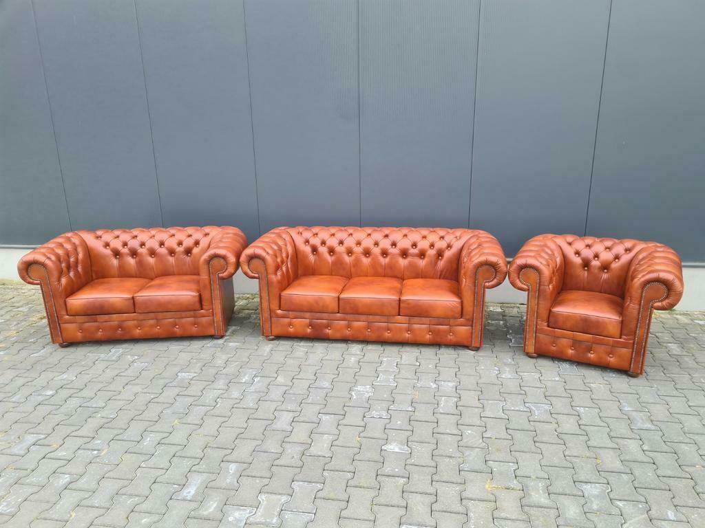 NIEUW Chesterfield 3+2+1 bankstel + GRATIS BEZORGING, Ophalen of Verzenden, Nieuw, Leer, Chesterfield