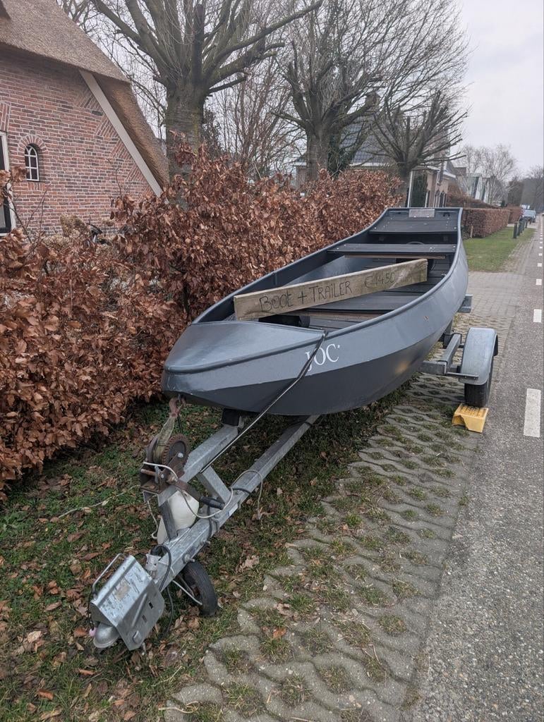 Stalen vlet met trailer in goede staat - geen motor, Watersport en Boten, Ophalen
