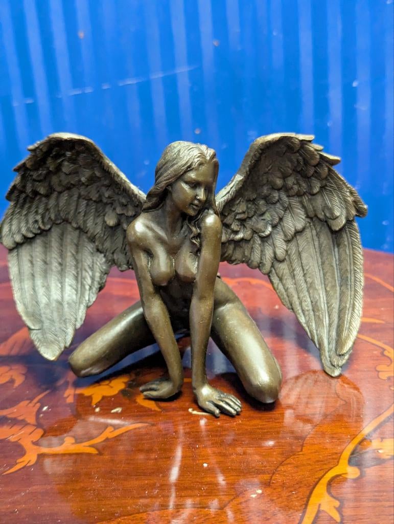 Bronzen Engel Beeld, Antiek en Kunst, Kunst | Beelden en Houtsnijwerken, Ophalen of Verzenden