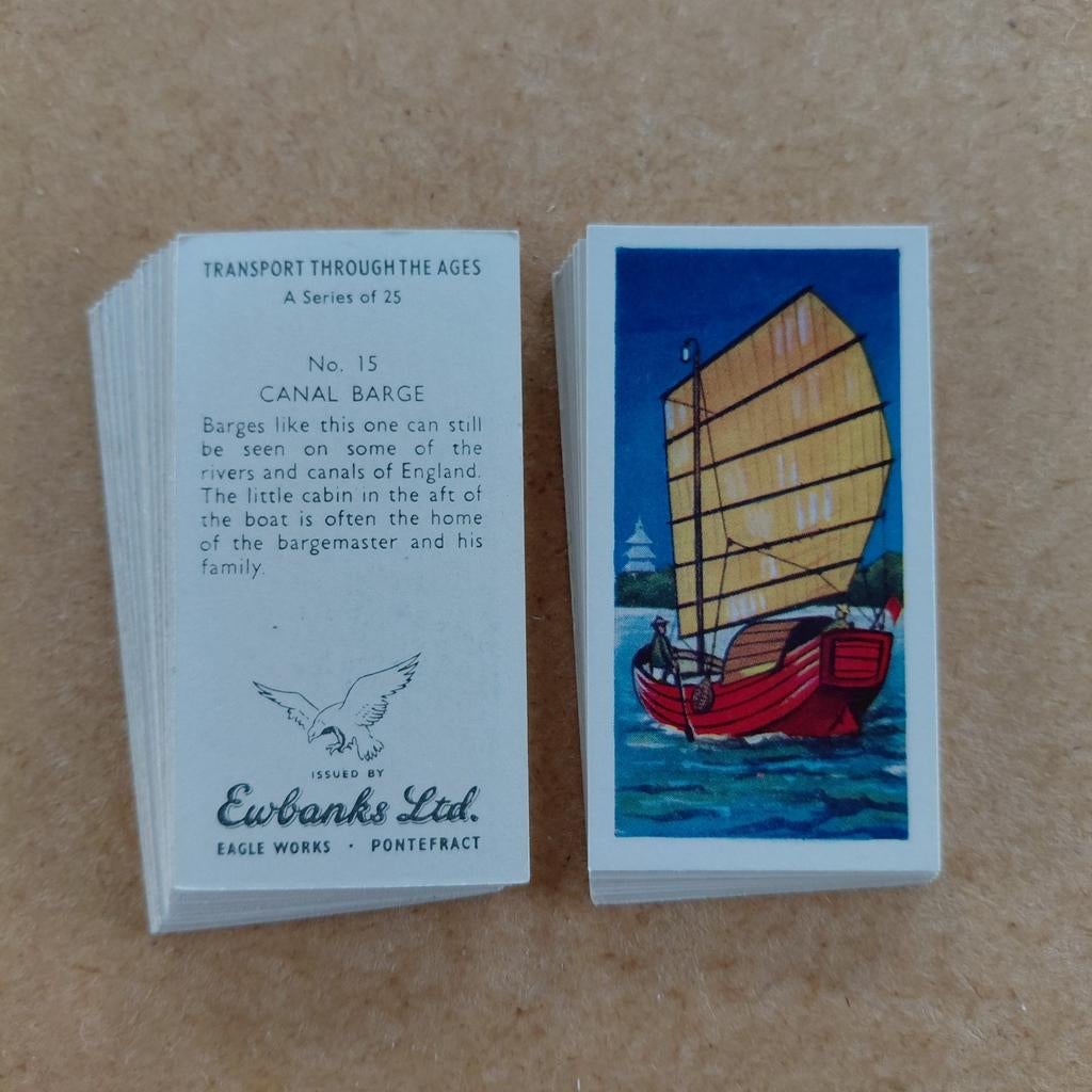 Transport through the Ages complete set 25 trade cards 1957, Ophalen