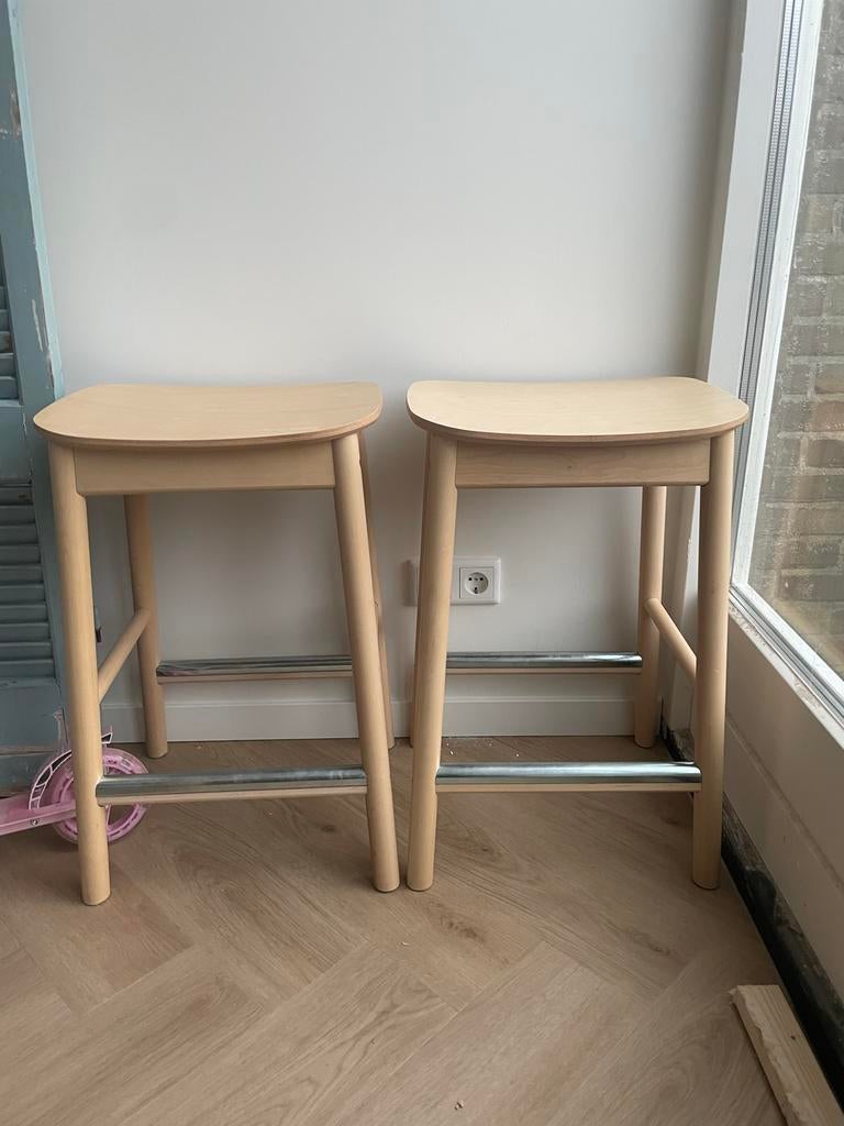 2x Ikea Rönninge barkruk 63 cm - Weg wegens verhuizing, Ophalen, Gebruikt, Met voetsteun, 60 tot 90 cm
