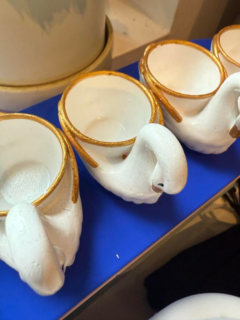 6 Handgemaakte Zwanen Decoratie, Porselein of Keramiek, Schaal, Nieuw, Ophalen of Verzenden