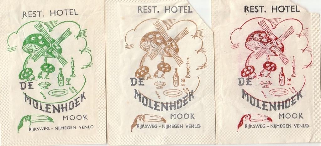 molen - De Molenhoek Mook - Van Der Valk - toekan paddestoel, Ophalen of Verzenden