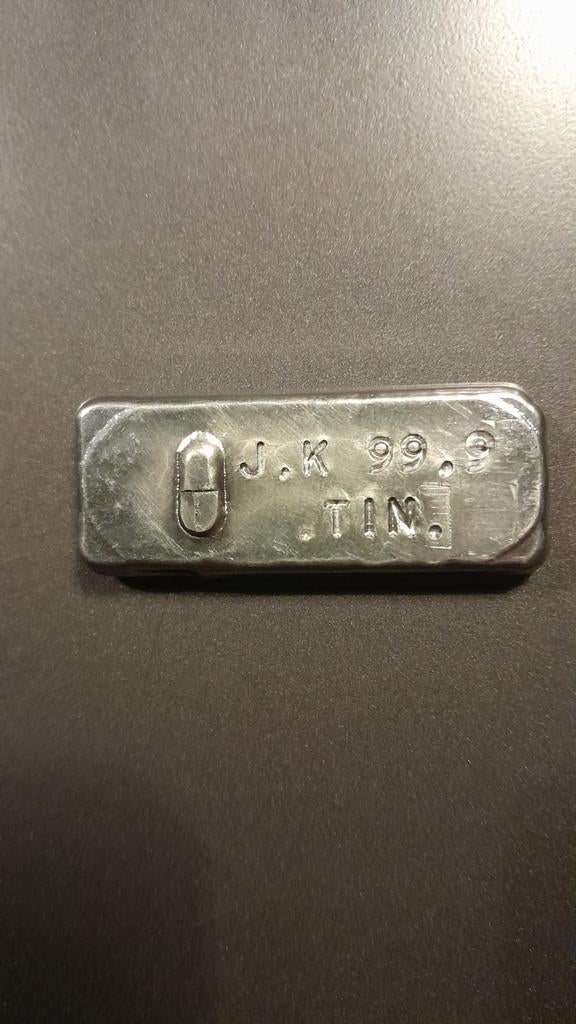 Tin Baar, Postzegels en Munten, Edelmetalen en Baren, Zilver, Ophalen of Verzenden
